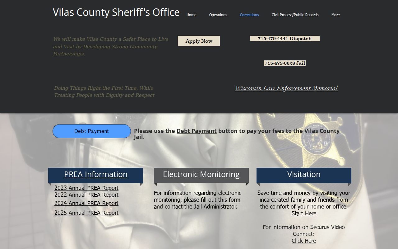 Vilas County arrest records corrections services and current inmate list