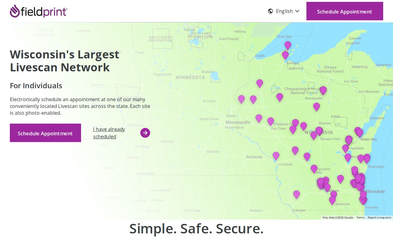 Fieldprint Wisconsin fingerprint checks for Vilas County criminal records